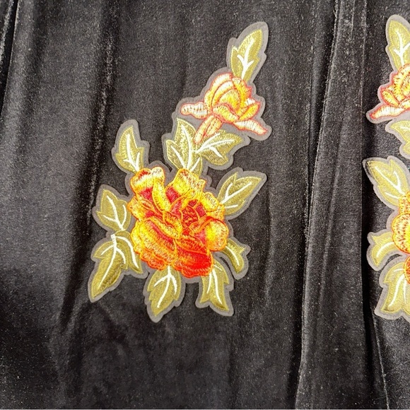 Elodie Embroidered Velvet Rose Draped Open Front Size XL Jacket Boho Y2K Artsy - Picture 9 of 12
